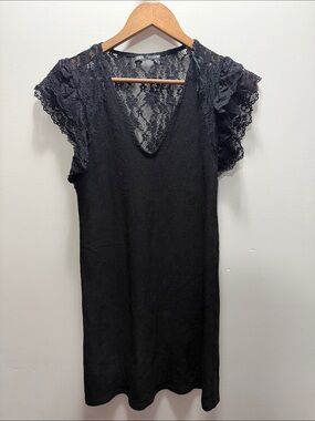 Zara Black Lace Sleeve V-Neck Tunic Dress 32.5x16